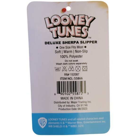 Looney Tunes Womens One Size Fits Most Deluxe Sherpa Slippers Soft Warm Non Slip - Picture 3 of 4